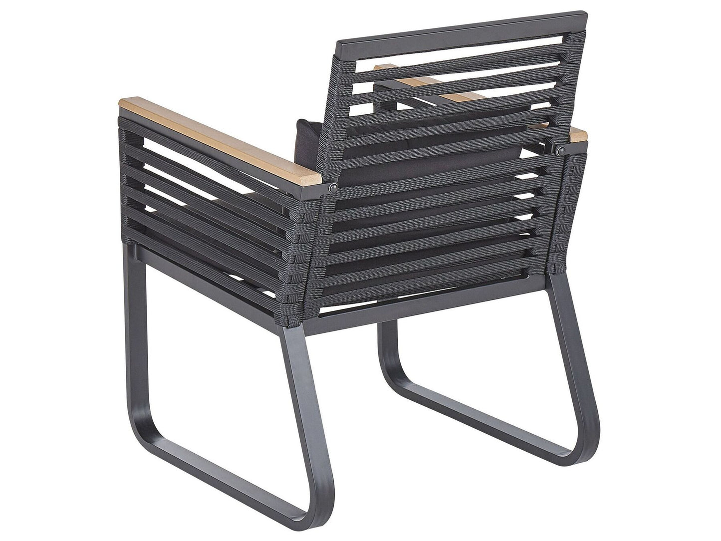 Garden Dining Set 4 Seater CANETTO with Cushions Metal Black