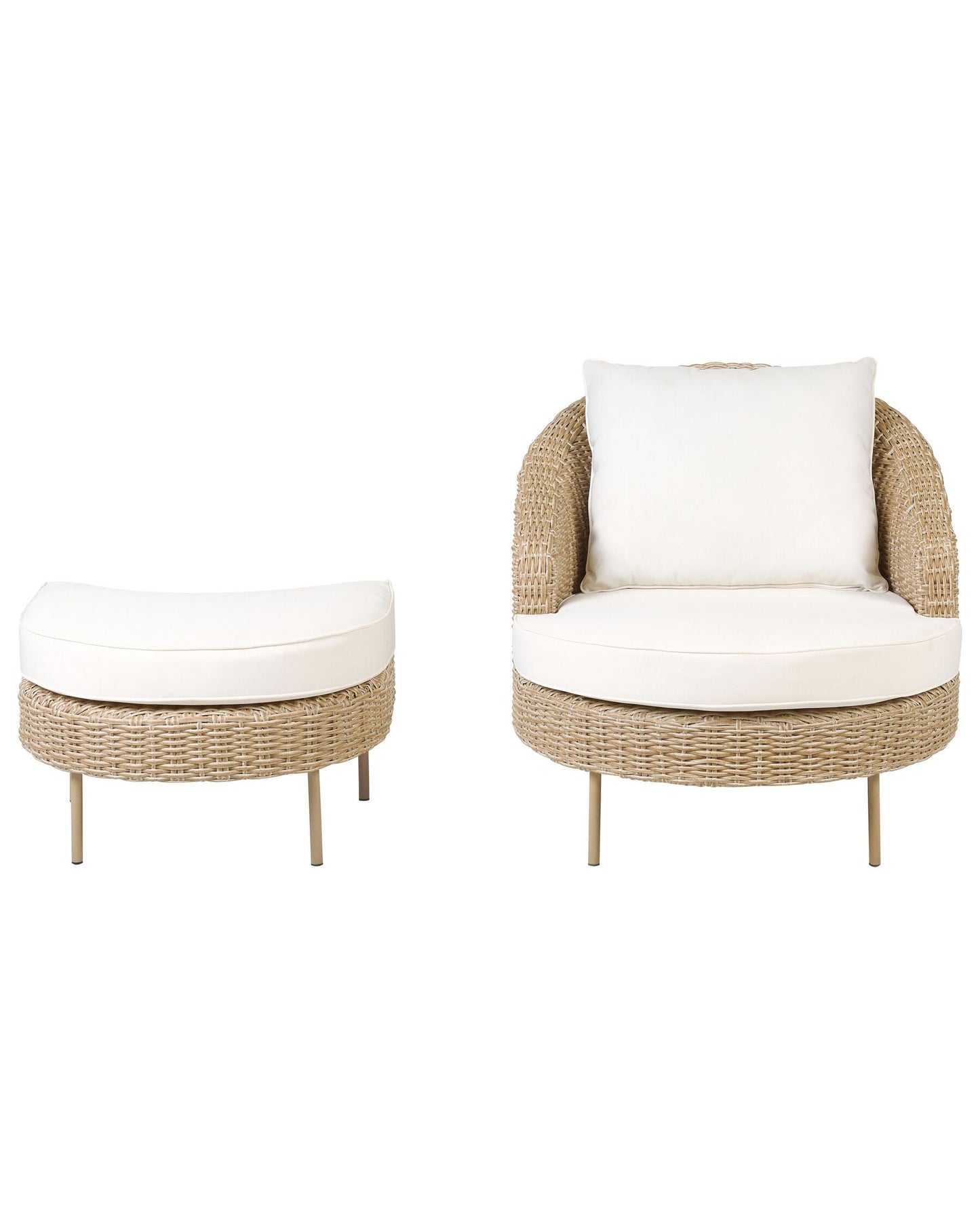 Garden Armchair with Ottoman ARCILLE PE Rattan Natural