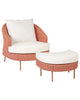 Garden Armchair with Ottoman PE Rattan Peach Pink