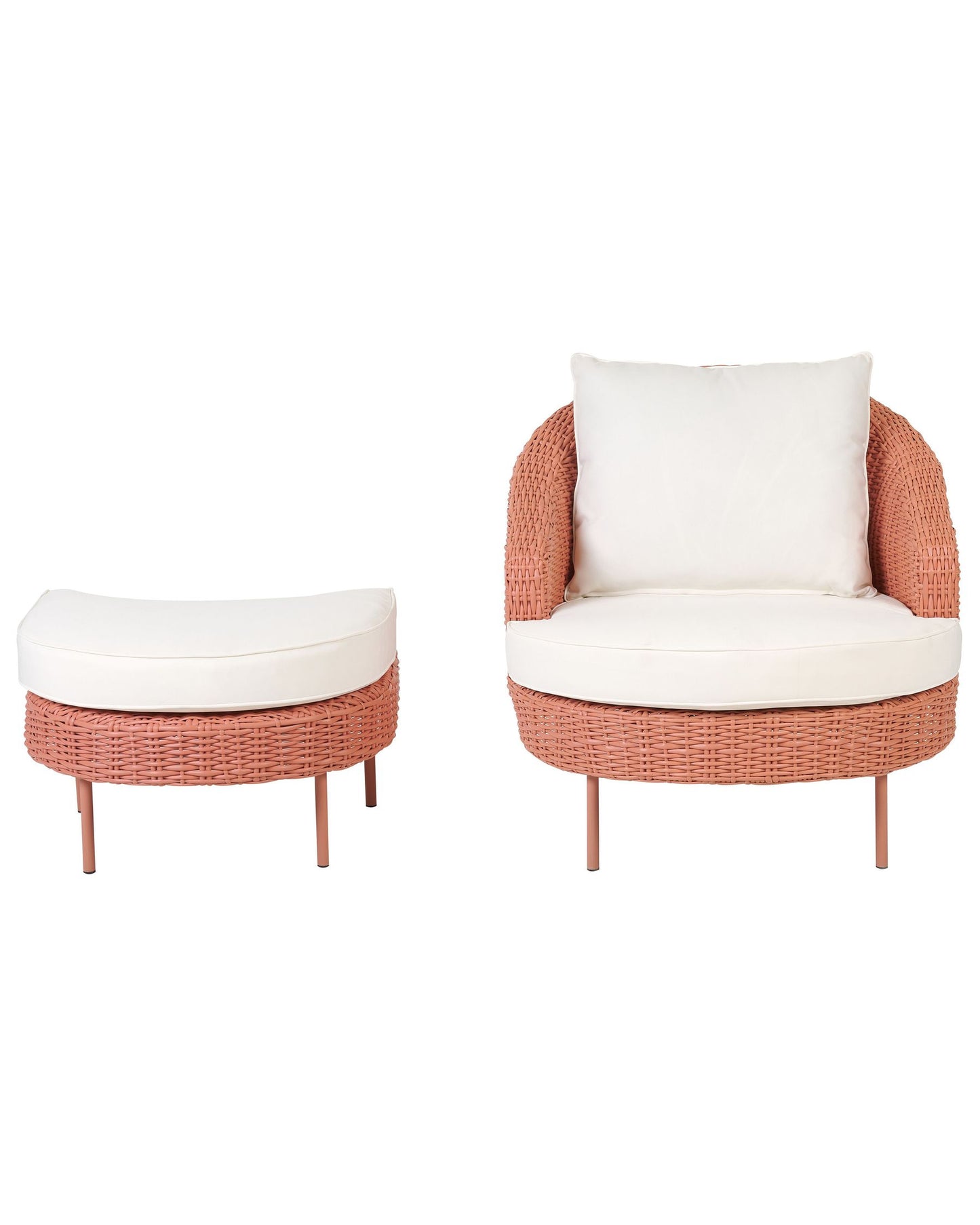 Garden Armchair with Ottoman ARCILLE PE Rattan Peach Pink