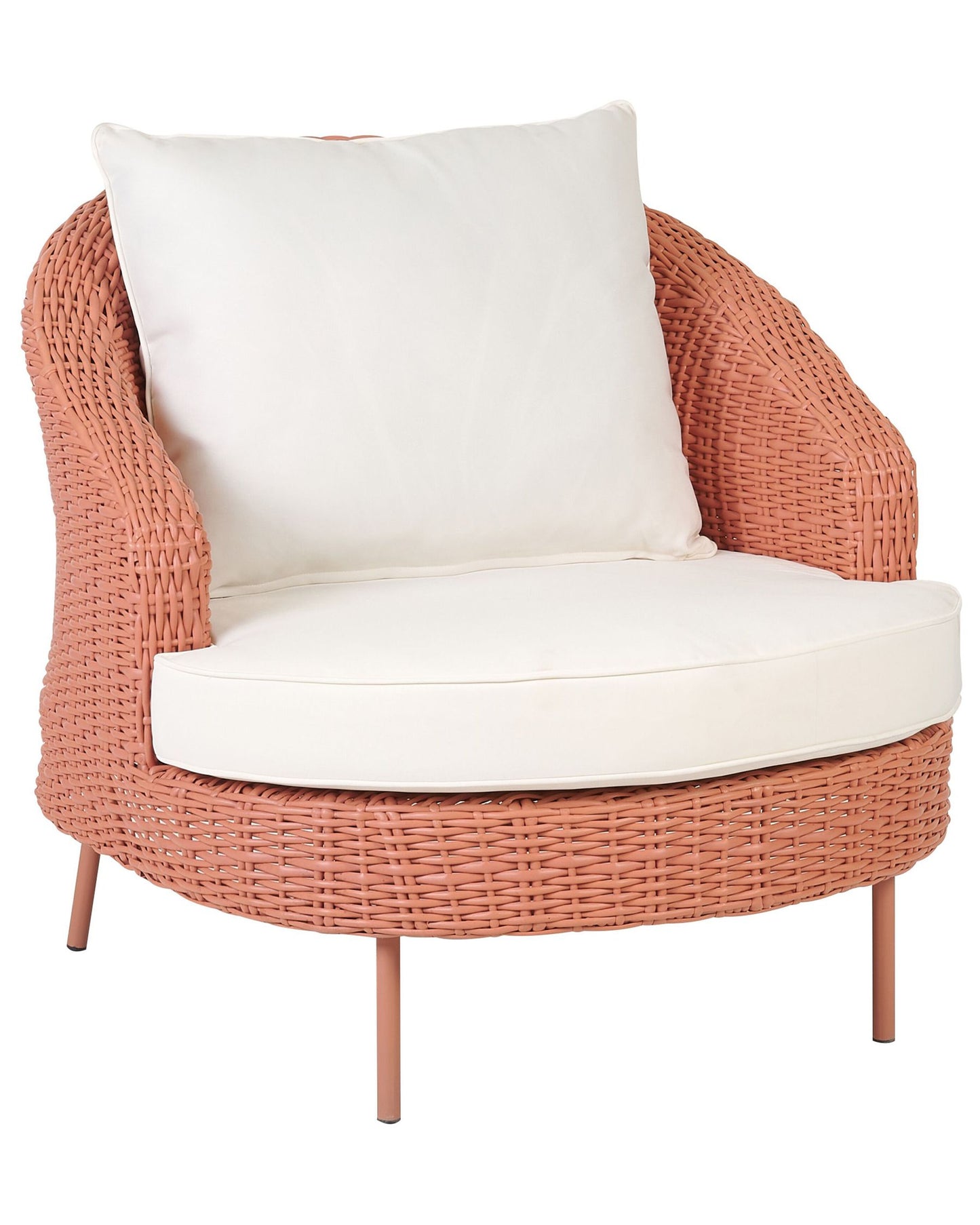 Garden Armchair with Ottoman ARCILLE PE Rattan Peach Pink