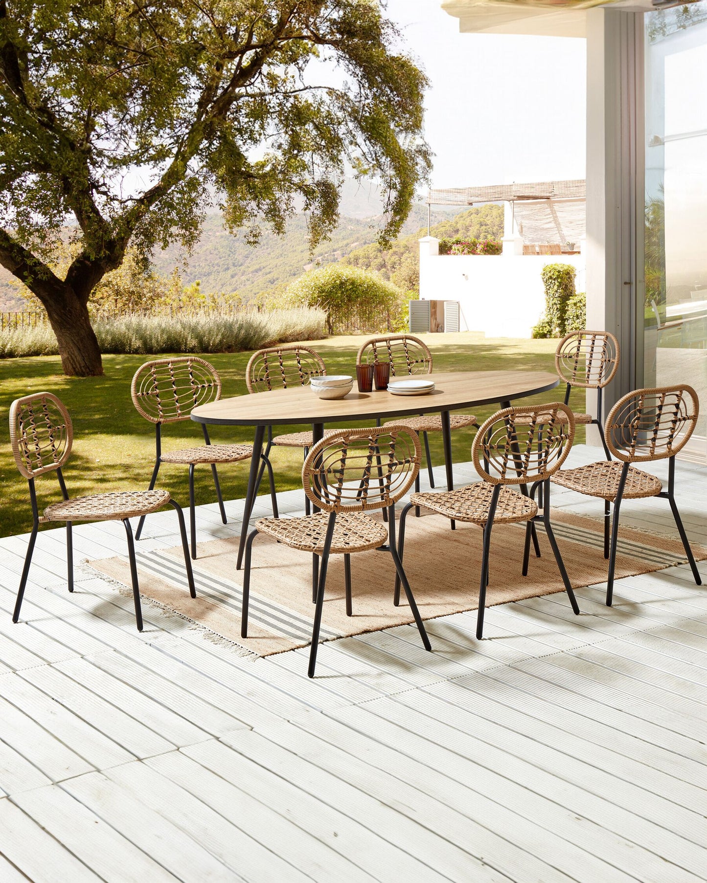 Set of 8 Chairs PRATELLO PE Rattan Natural