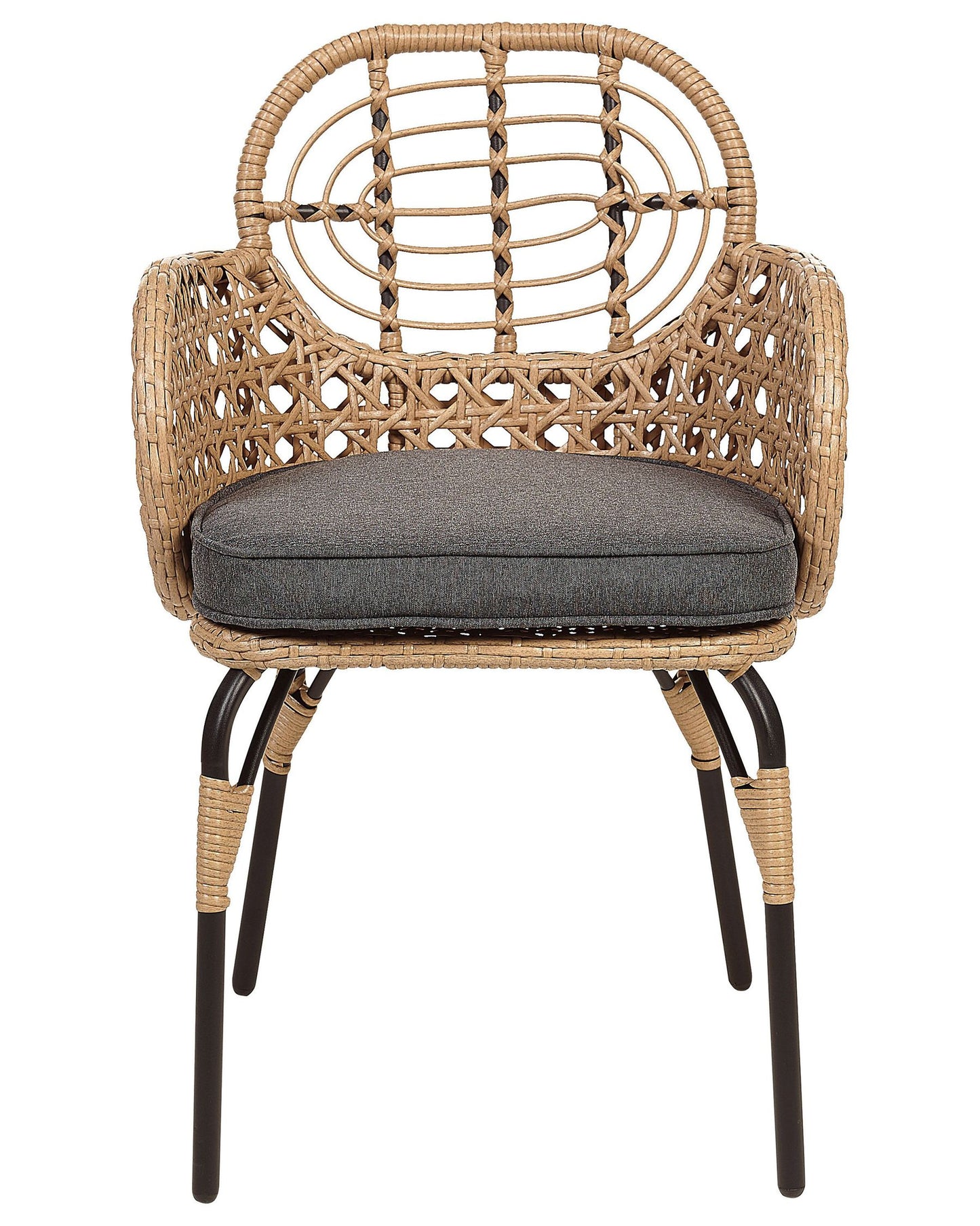 Set of 6 Garden Chairs with Cushions PRATELLO PE Rattan Natural
