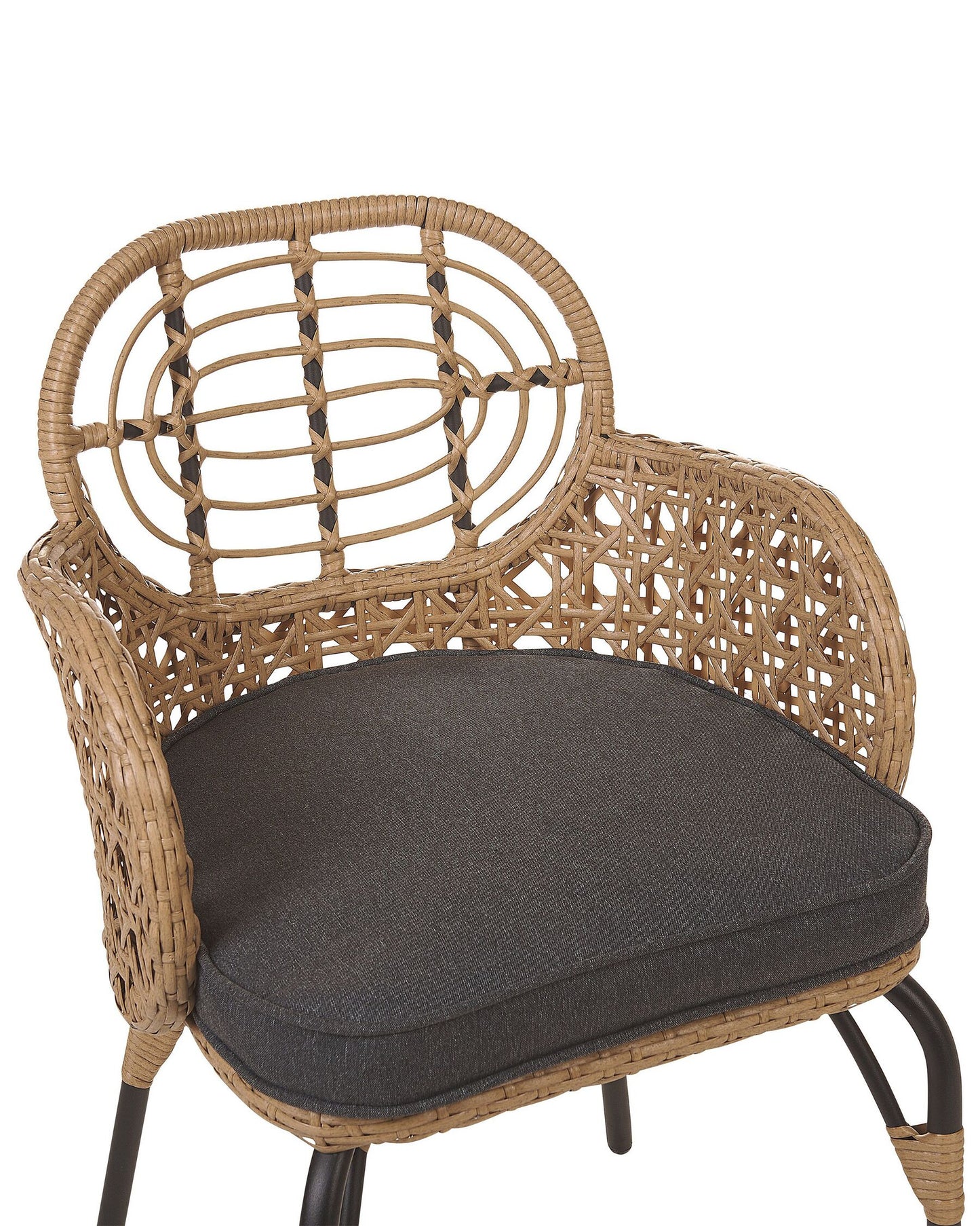 Set of 2 Garden Chairs with Cushions PRATELLO PE Rattan Natural