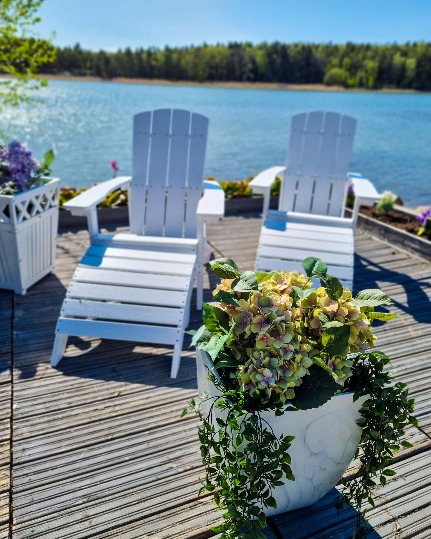 Garden Chair ADIRONDACK with Footstool White