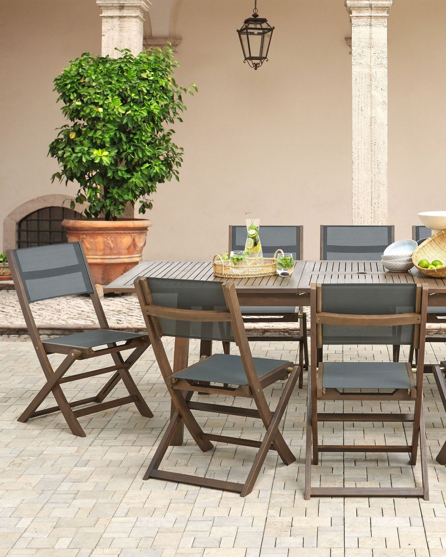 Set of 2 Garden Chairs CESANA Acacia Wood Dark Brown