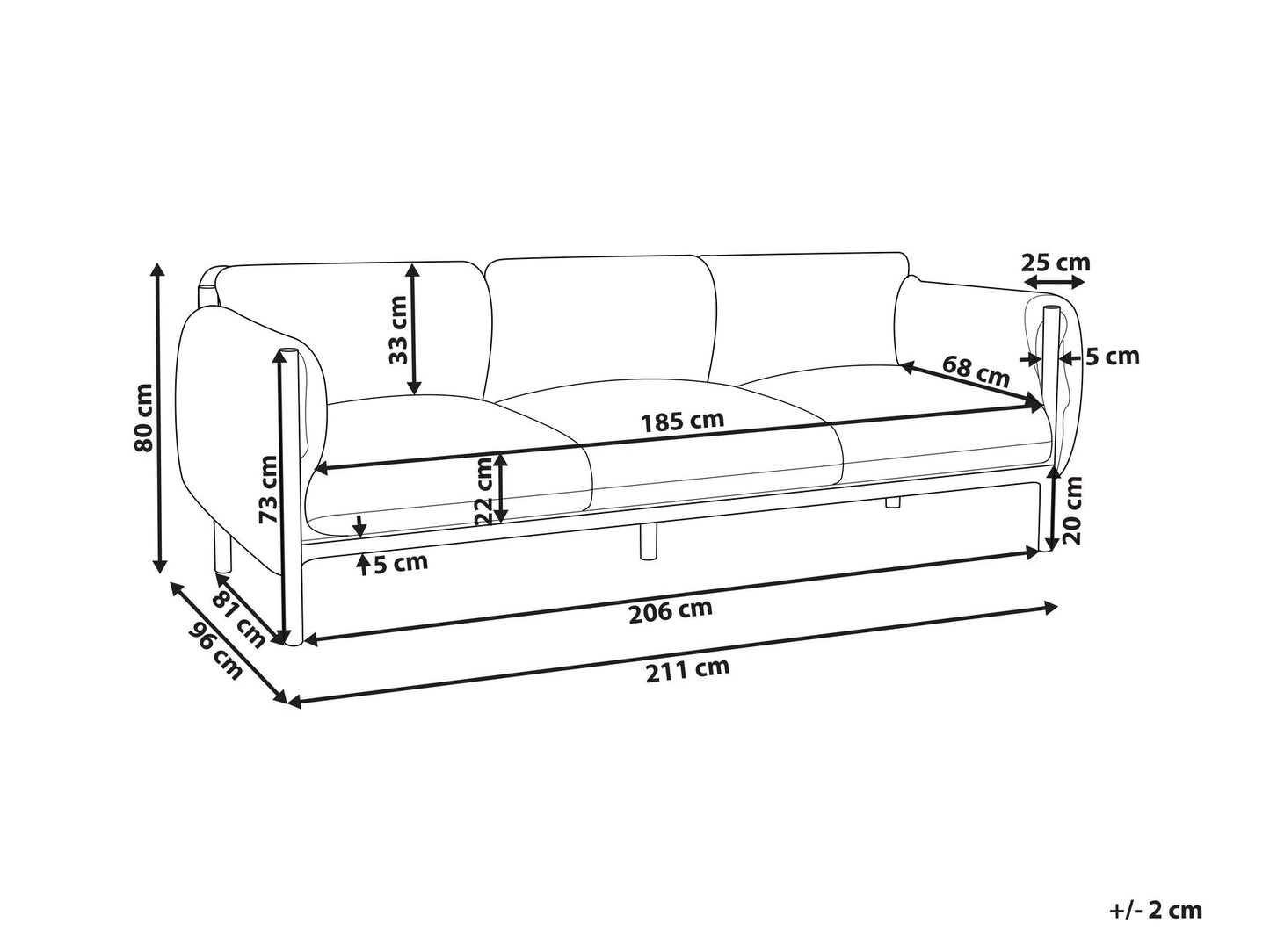 Garden Sofa 3 Seater ESPERIA Metal Grey