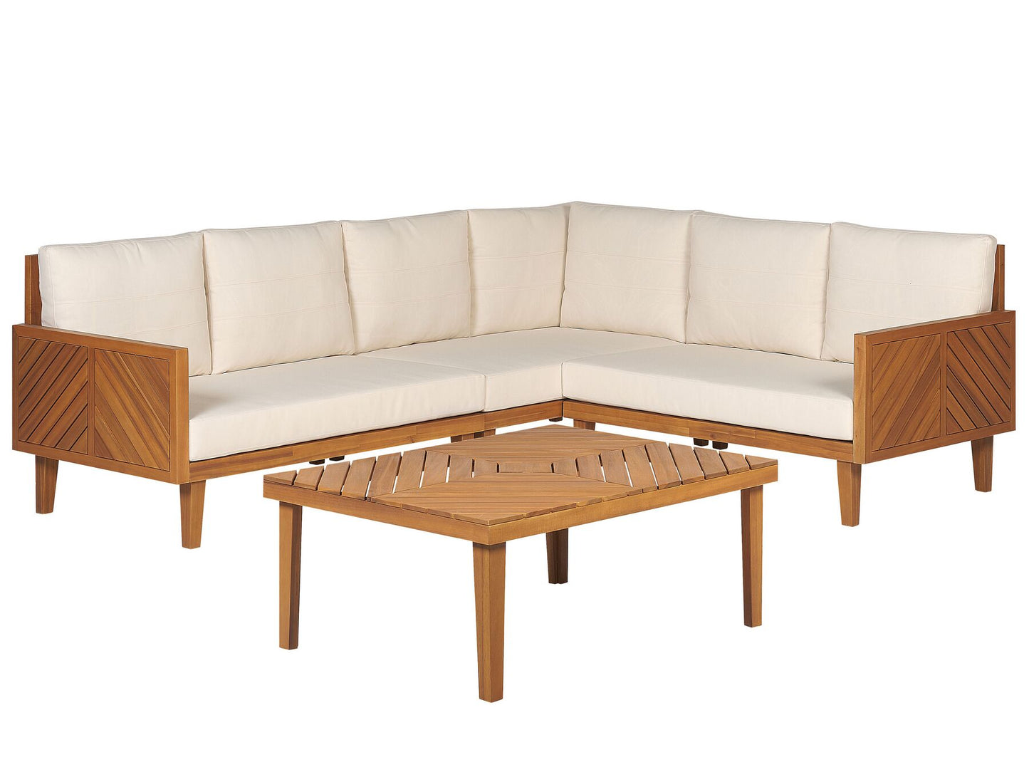 Garden Corner Sofa with Table 4 Seater BARATTI Left Hand Acacia Wood Brown