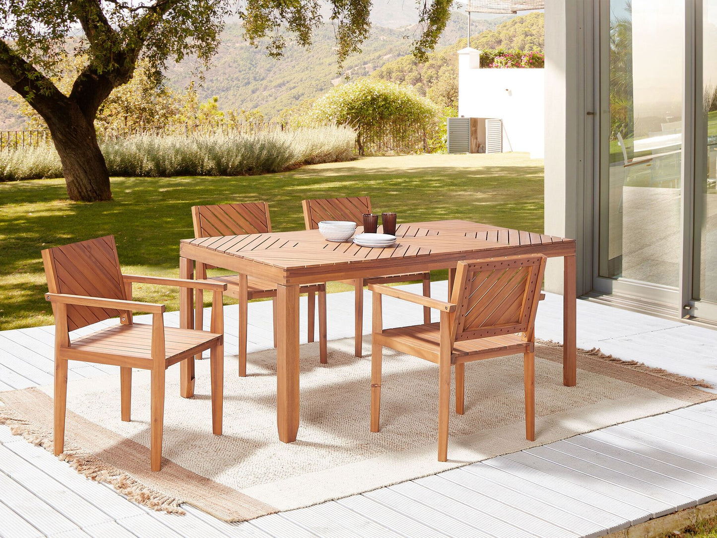 Garden Dining Set 4 Seater BARATTI Acacia Wood Brown