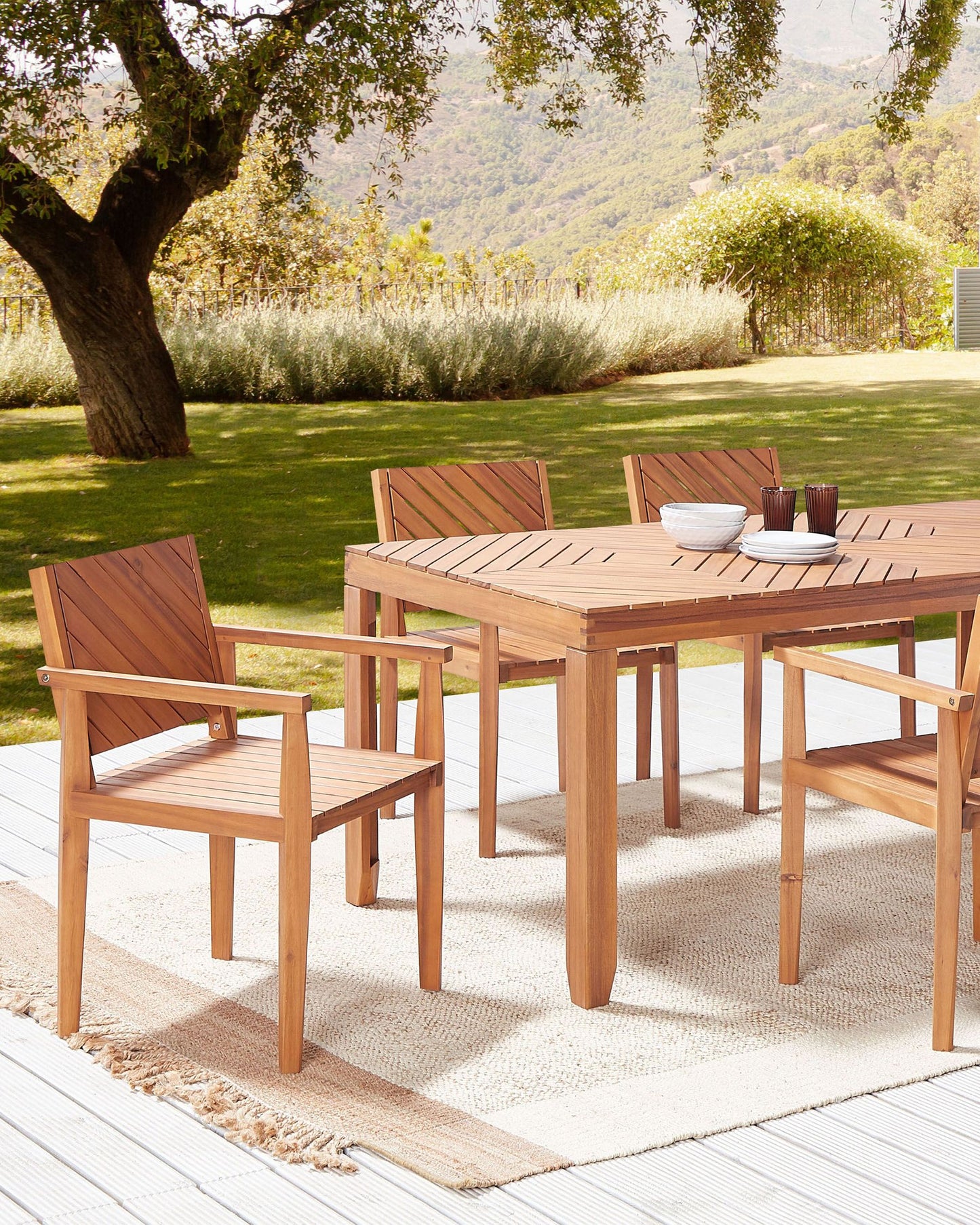 Set of 4 Garden Chairs BARATTI Acacia Wood Brown