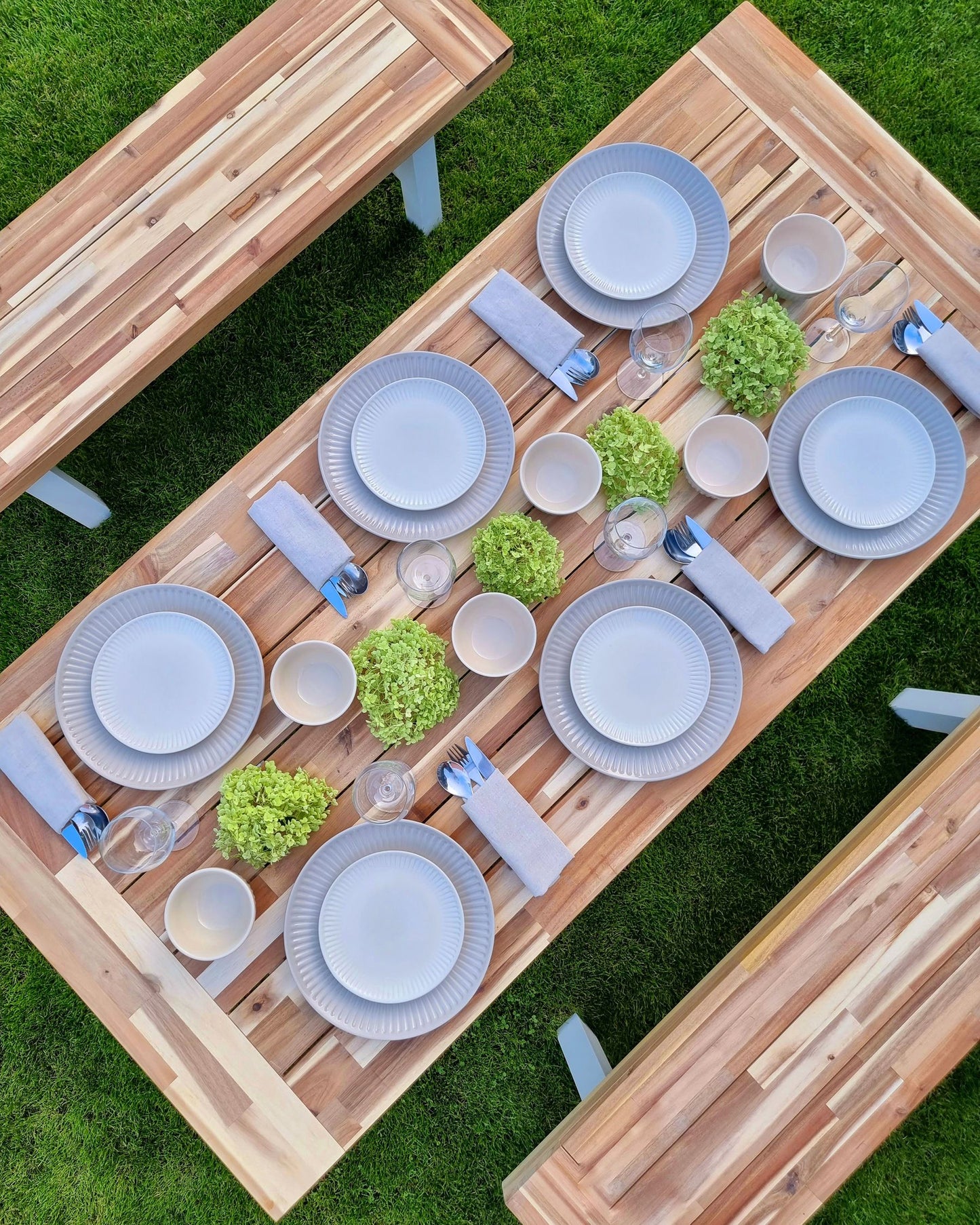 Garden Dining Set 6 Seater SCANIA Acacia Wood White