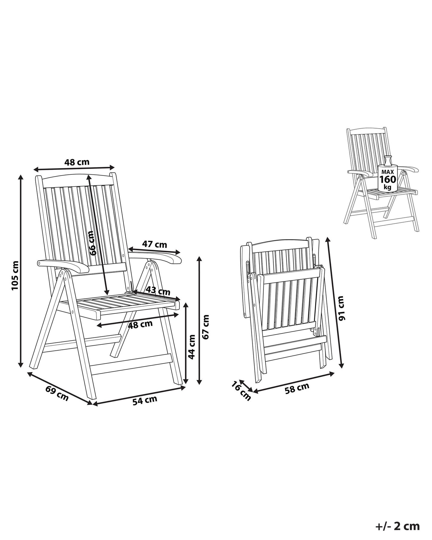 Garden Chair AMANTEA Acacia Wood Dark Brown