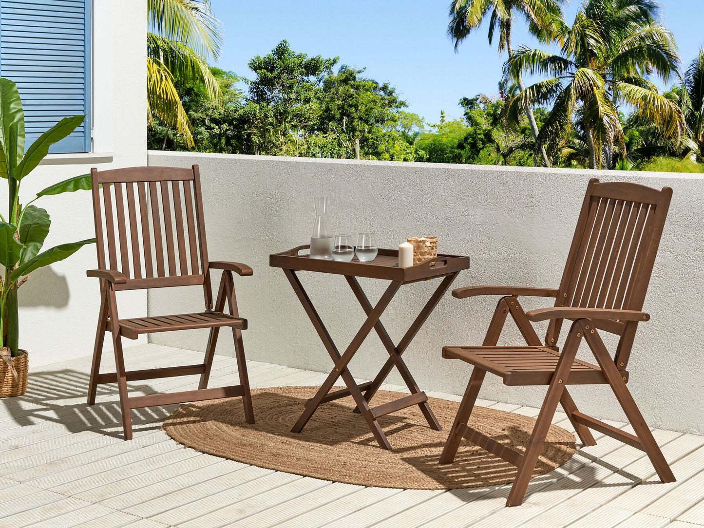 Garden Chair AMANTEA Acacia Wood Dark Brown