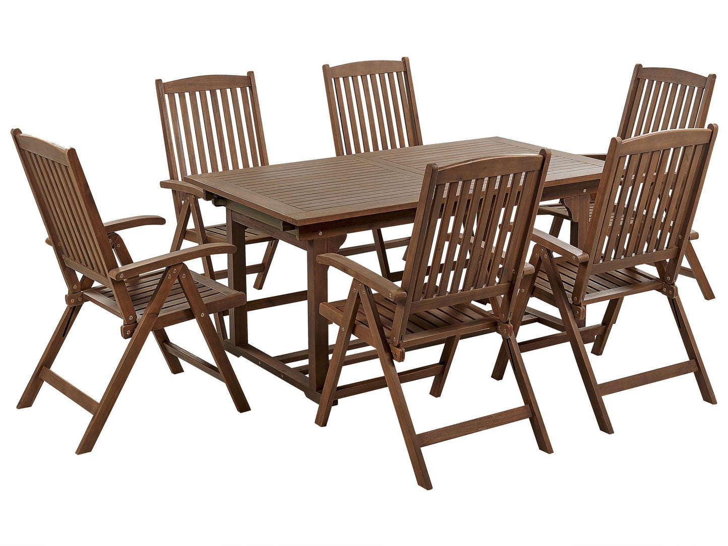 Garden Dining Set 6 Seater AMANTEA Acacia Wood Dark Brown
