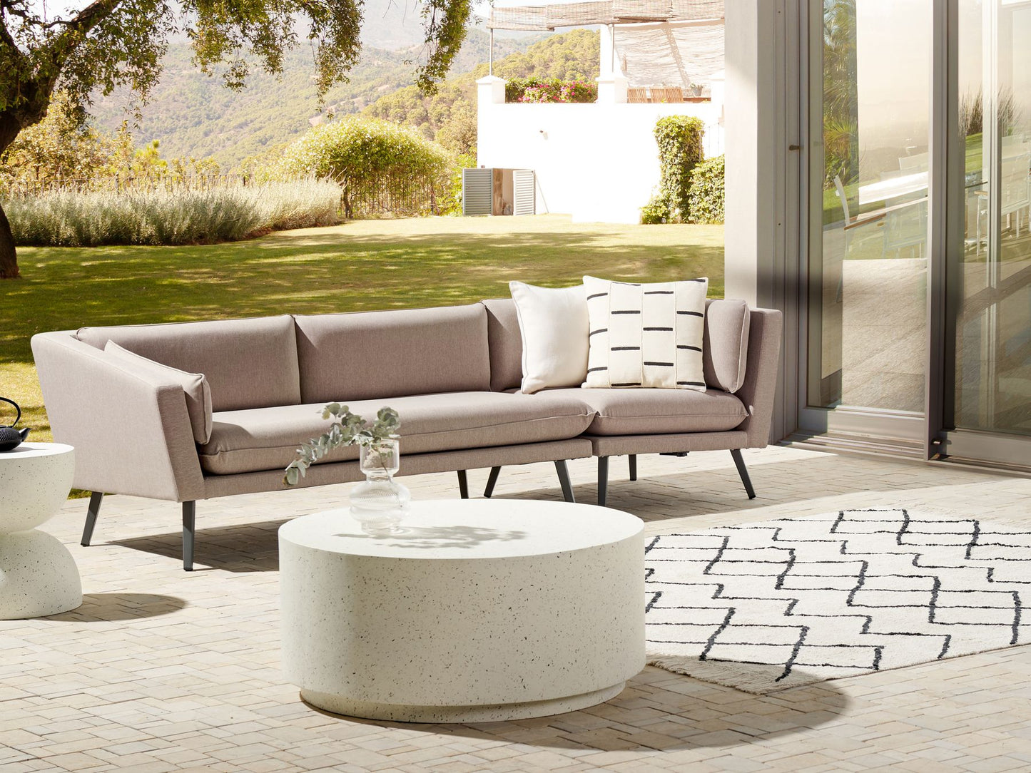 Garden Sofa 3 Seater LORETELLO Right Hand Beige