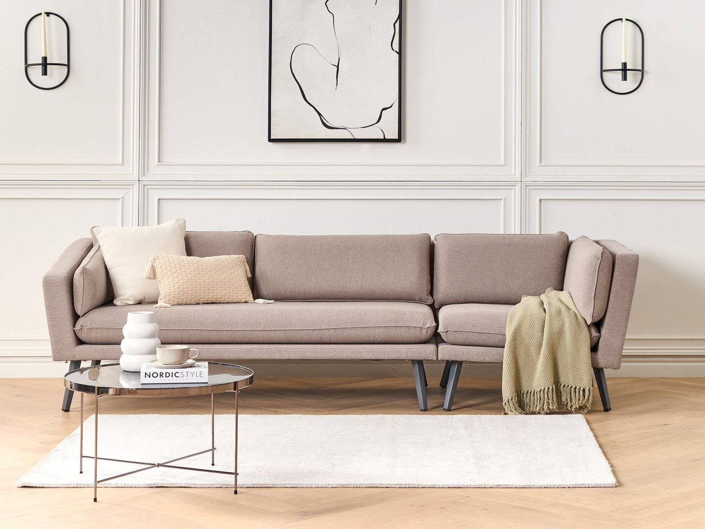Garden Sofa 3 Seater LORETELLO Right Hand Beige