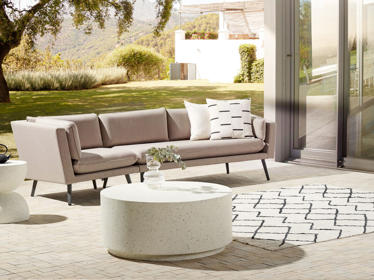 Garden Sofa 3 Seater LORETELLO Left Hand Beige