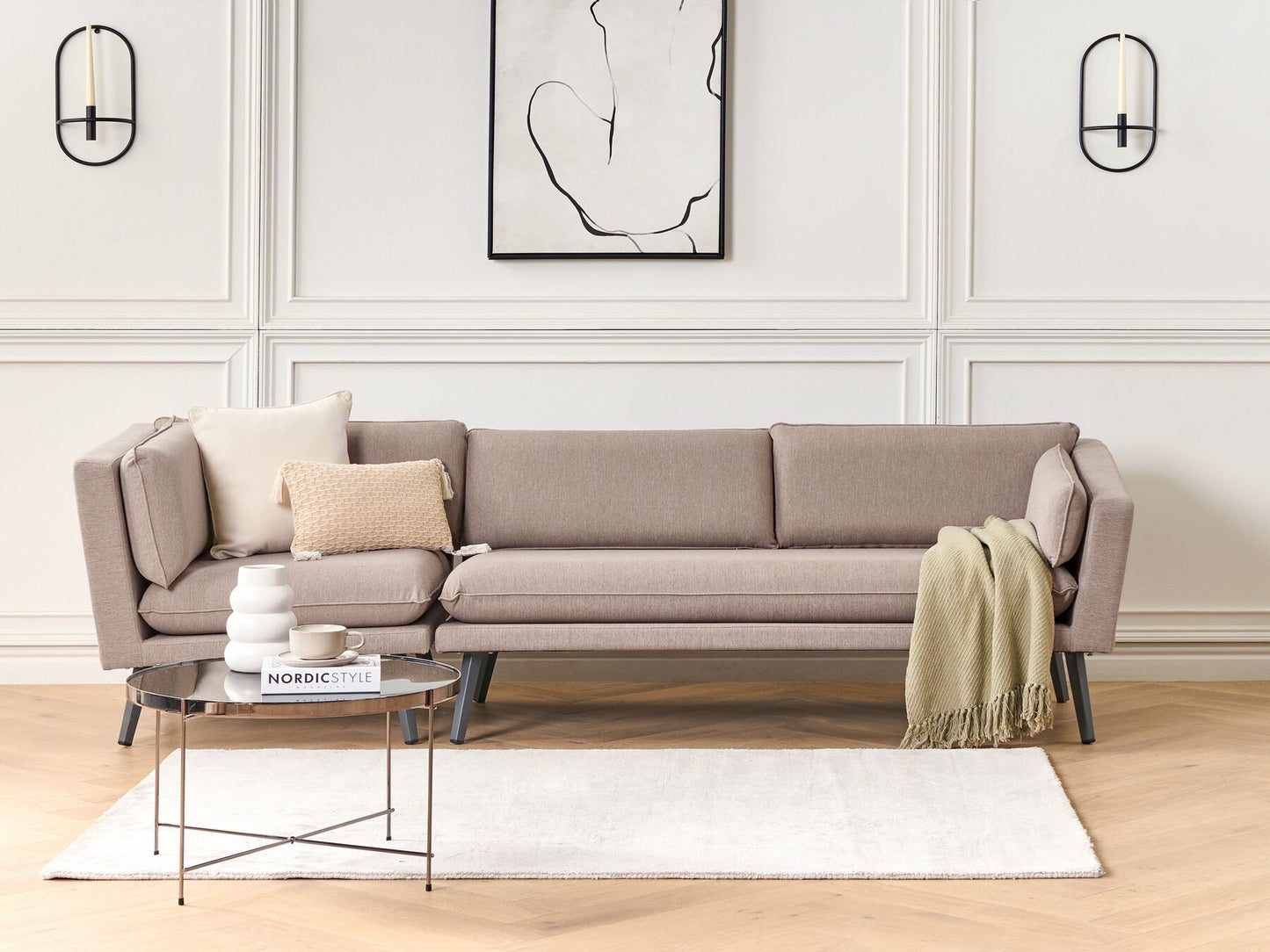 Garden Sofa 3 Seater LORETELLO Left Hand Beige