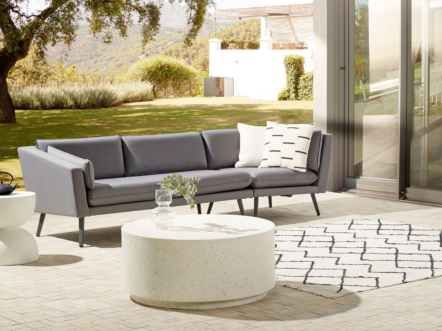 Garden Sofa 3 Seater LORETELLO Right Hand Grey