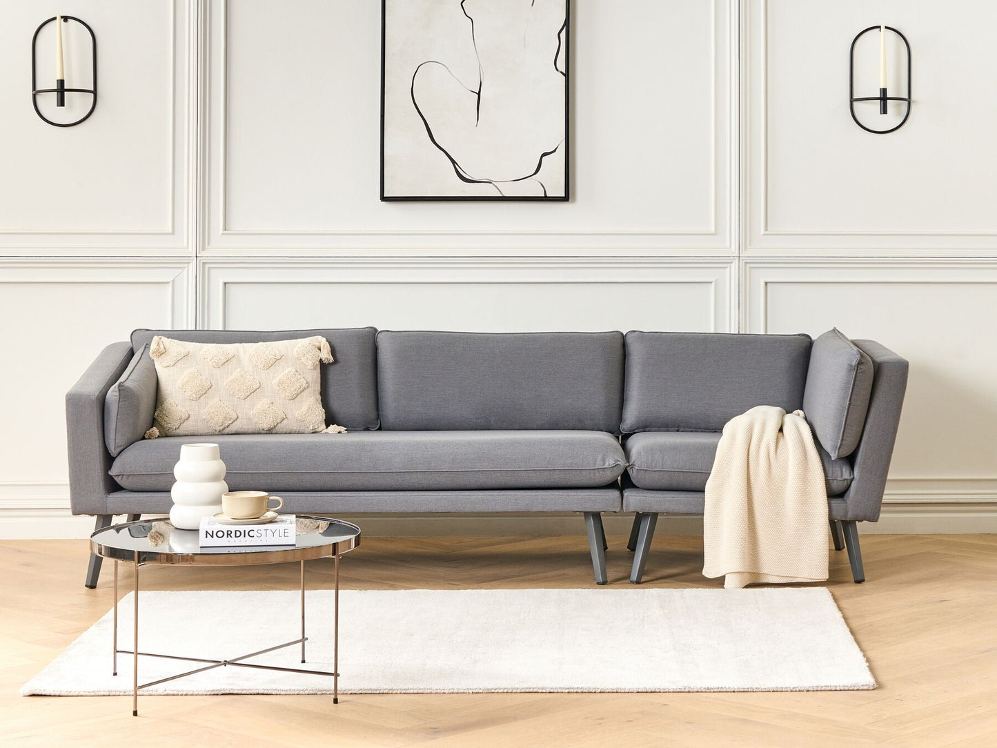 Garden Sofa 3 Seater LORETELLO Right Hand Grey