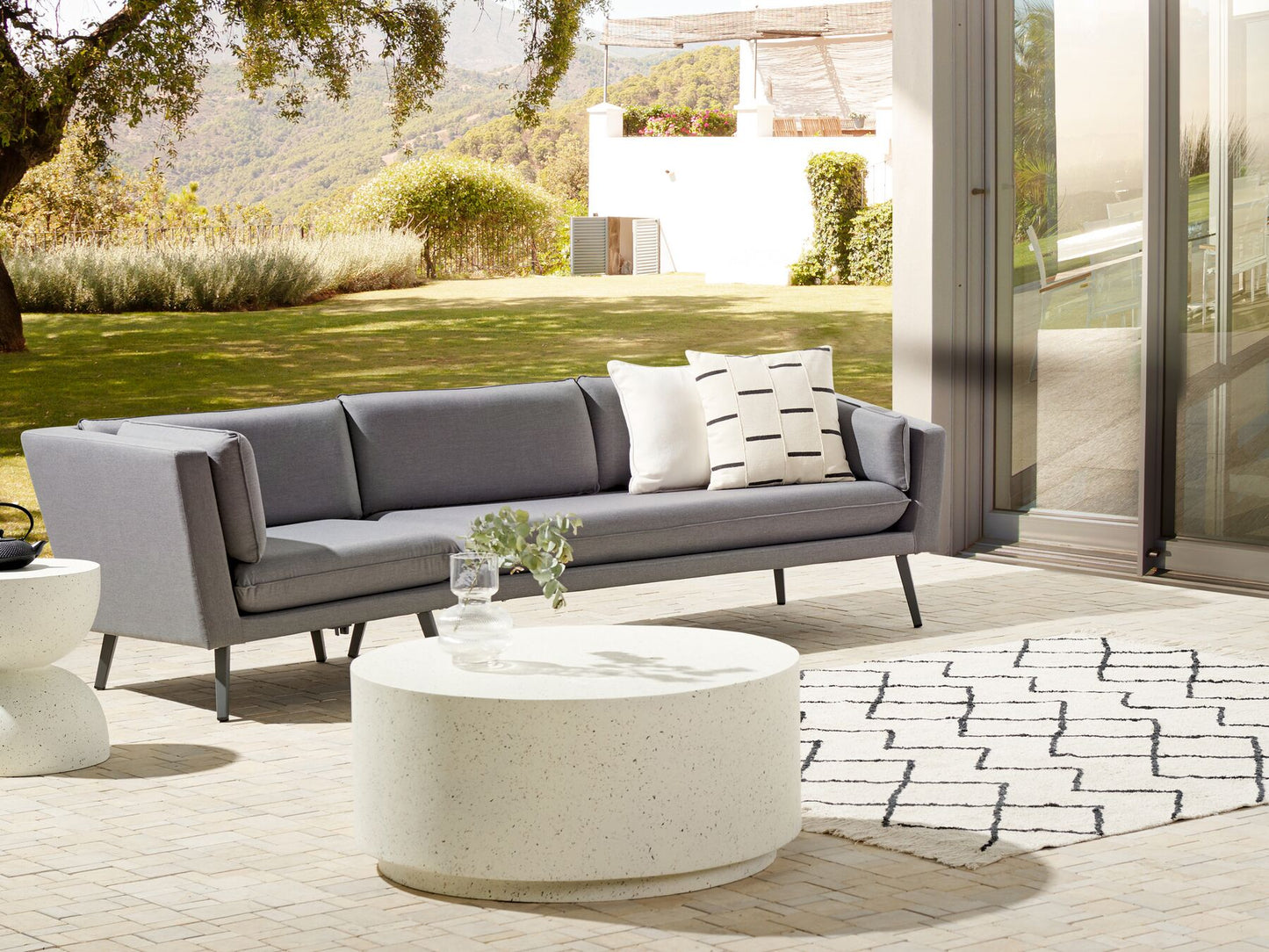 Garden Sofa 3 Seater LORETELLO Left Hand Grey