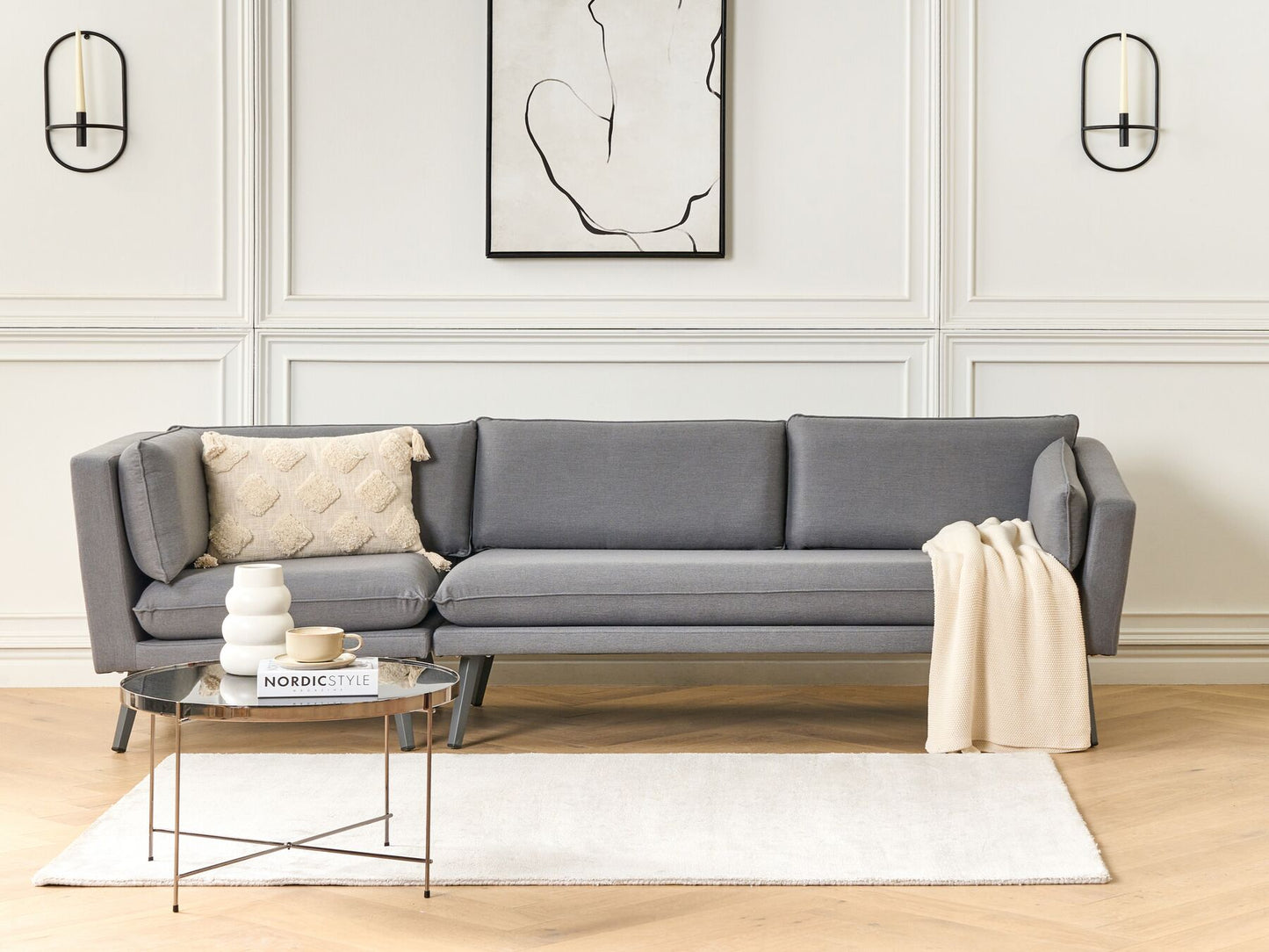 Garden Sofa 3 Seater LORETELLO Left Hand Grey