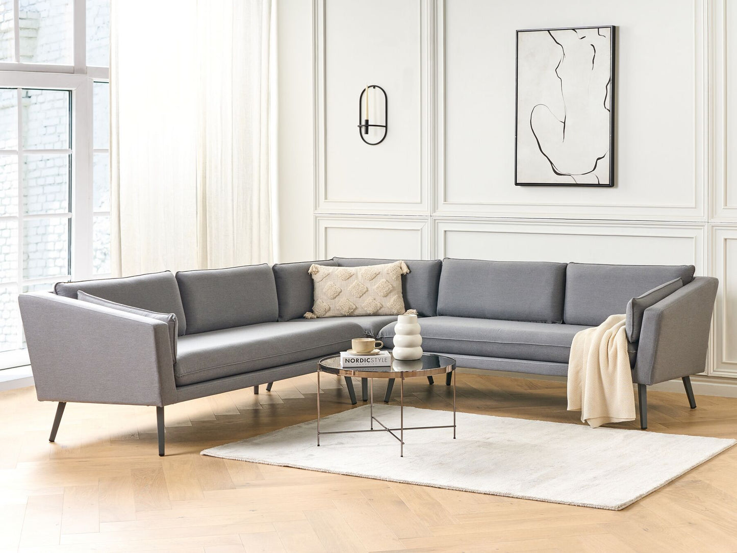 5 Seater Modular Garden Corner Sofa Grey LORETELLO