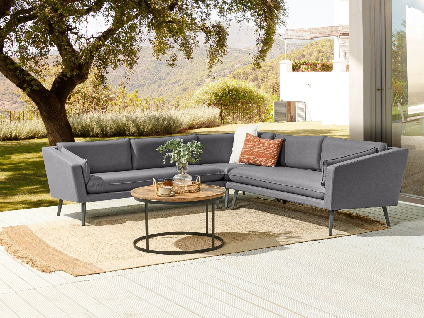 5 Seater Modular Garden Corner Sofa Grey LORETELLO