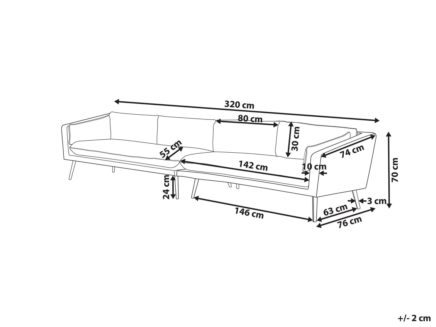 Garden Sofa 4 Seater LORETELLO Grey