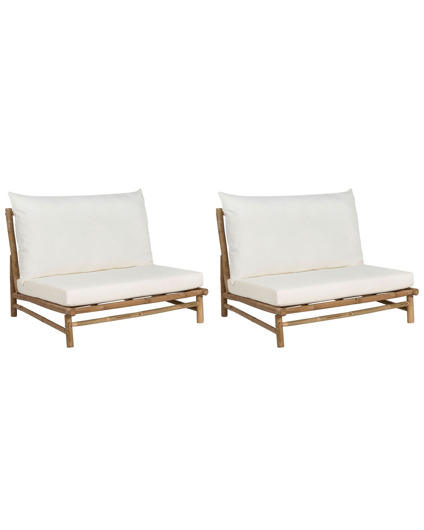 Set of 2 Garden Chairs with Cushions TODI Bamboo Wood Off-White