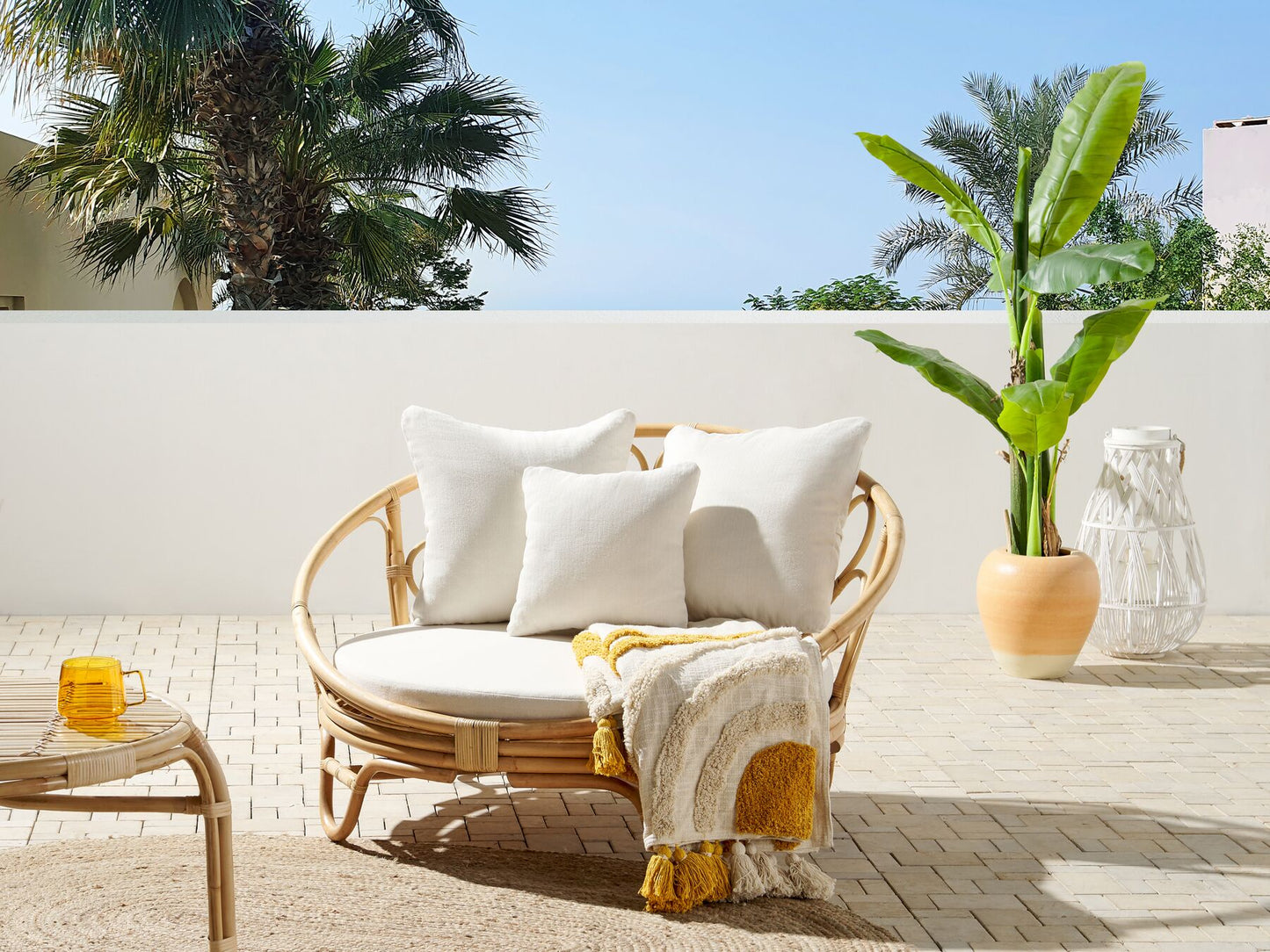 Garden Daybed ROSSANO Rattan Natural