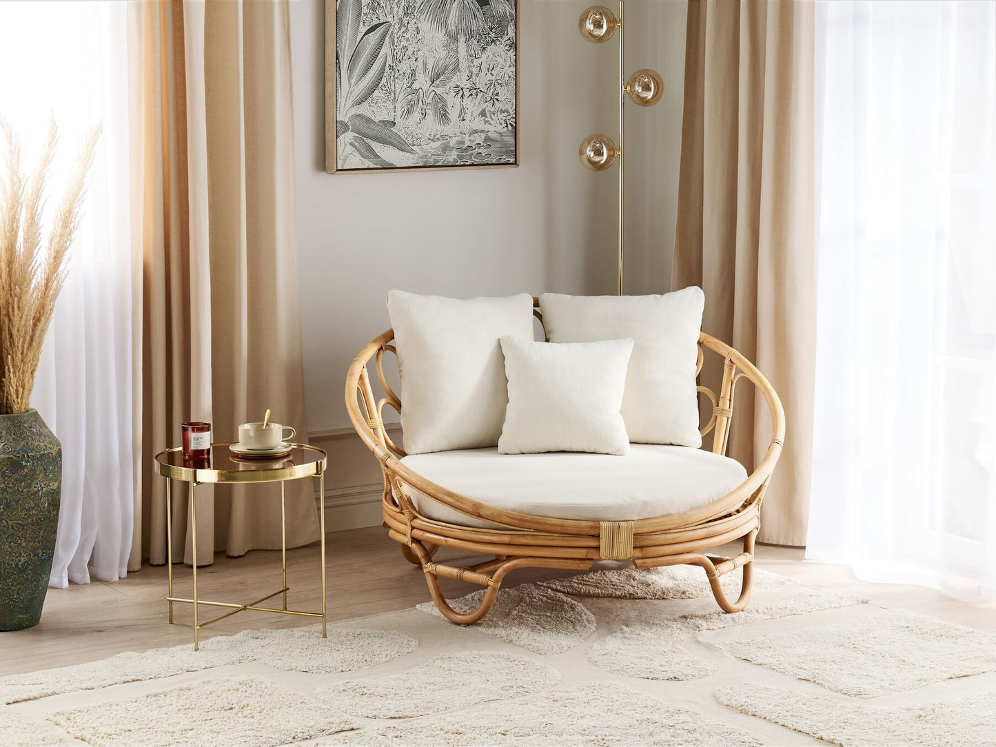 Garden Daybed ROSSANO Rattan Natural