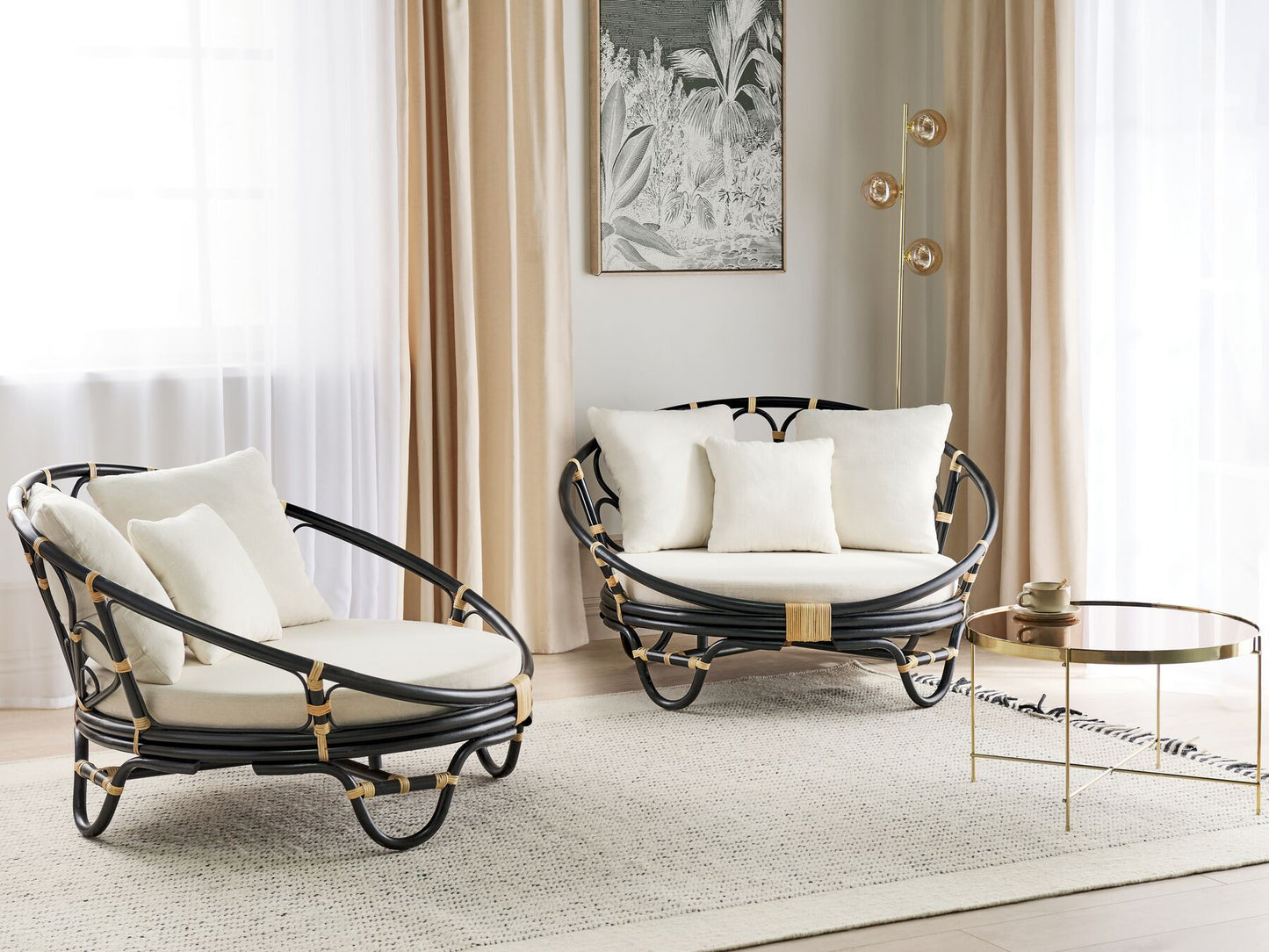 Set of 2 Garden Daybeds ROSSANO Rattan Black