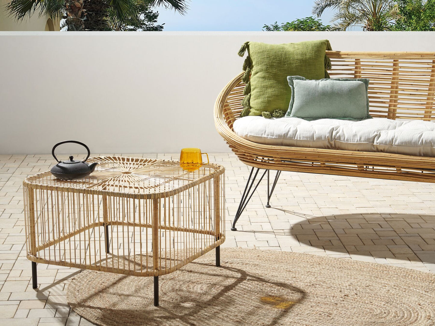 Rattan Garden Coffee Table 67 x 67 cm Natural CESENATICO