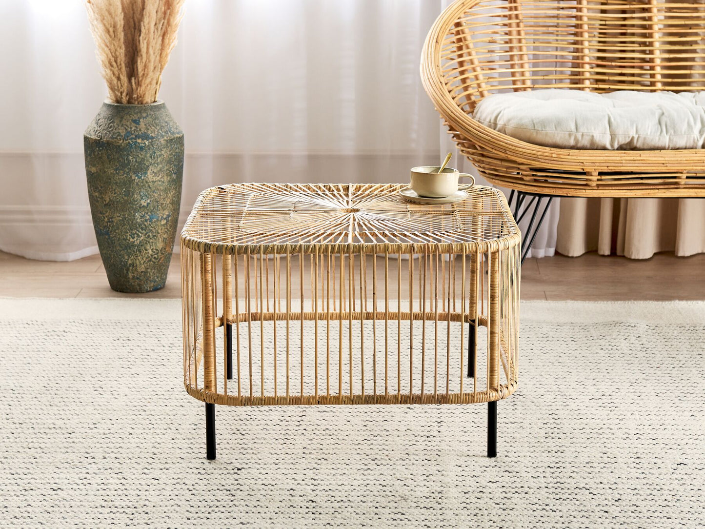 Rattan Garden Coffee Table 67 x 67 cm Natural CESENATICO