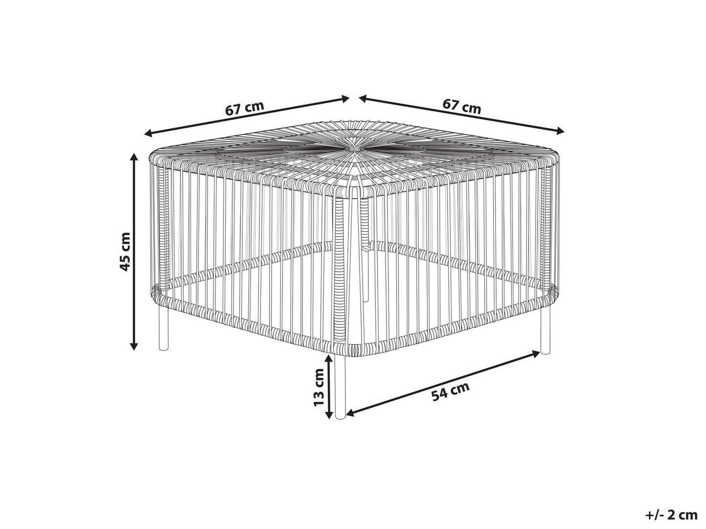Rattan Garden Coffee Table 67 x 67 cm Natural CESENATICO