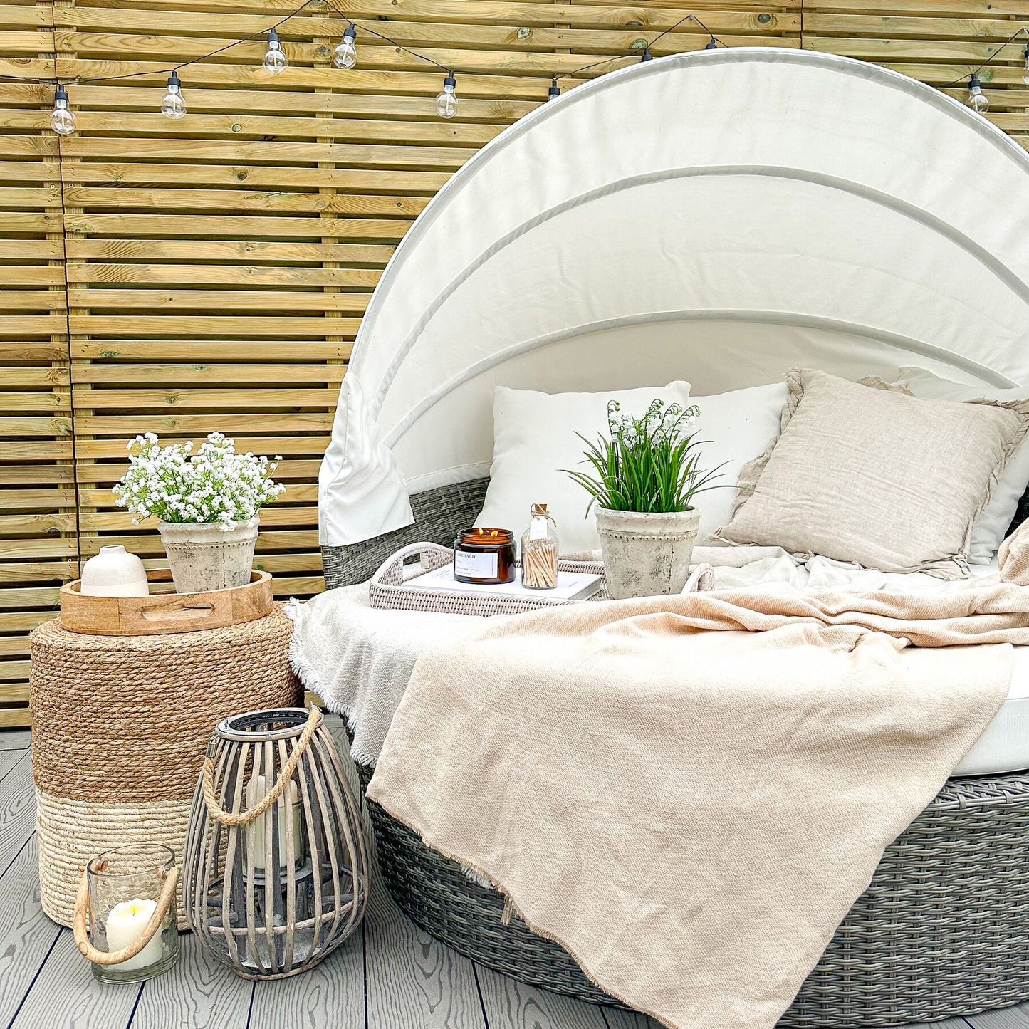 Garden Daybed Rattan Grey