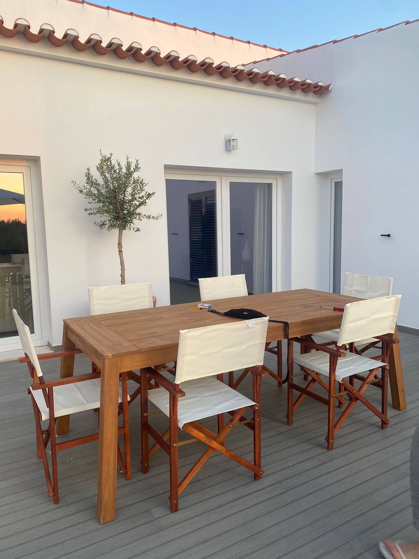 Set of 2 Garden Chairs CINE Acacia Wood Off-White