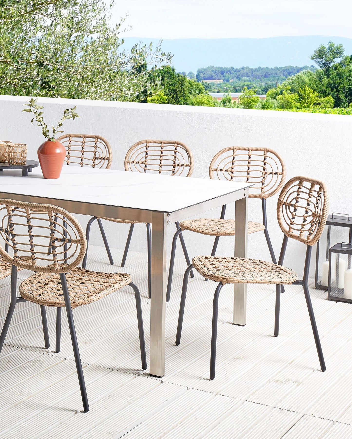 Set of 8 Chairs PRATELLO PE Rattan Natural