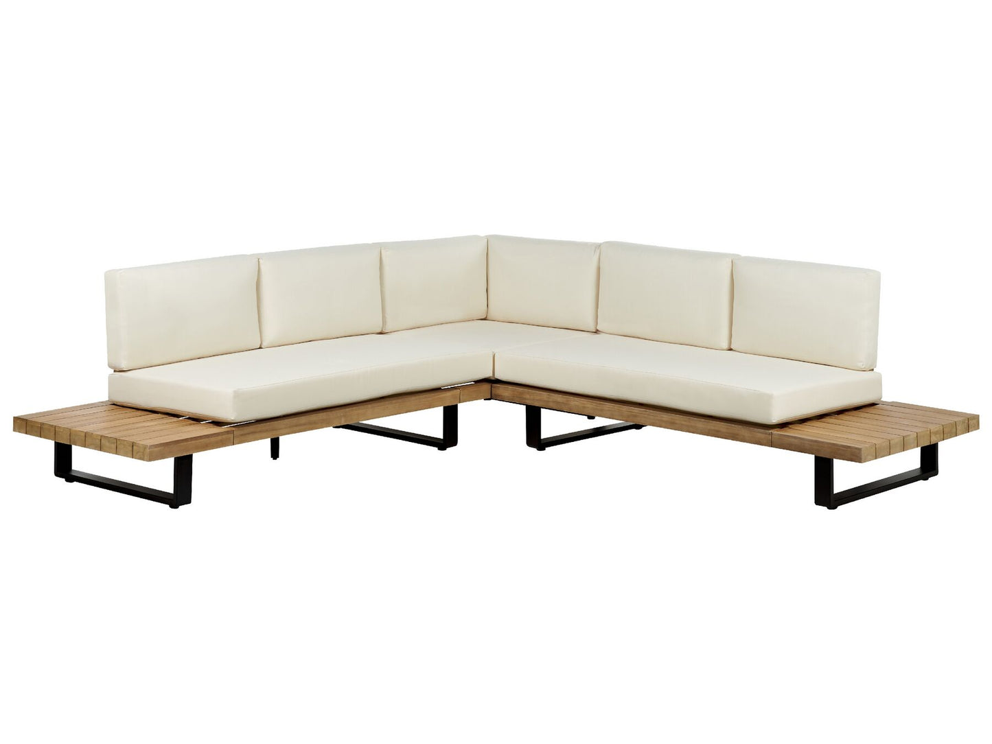 Garden Corner Sofa with Table 5 Seater MYKONOS Right Hand Certified Acacia Wood Off-White