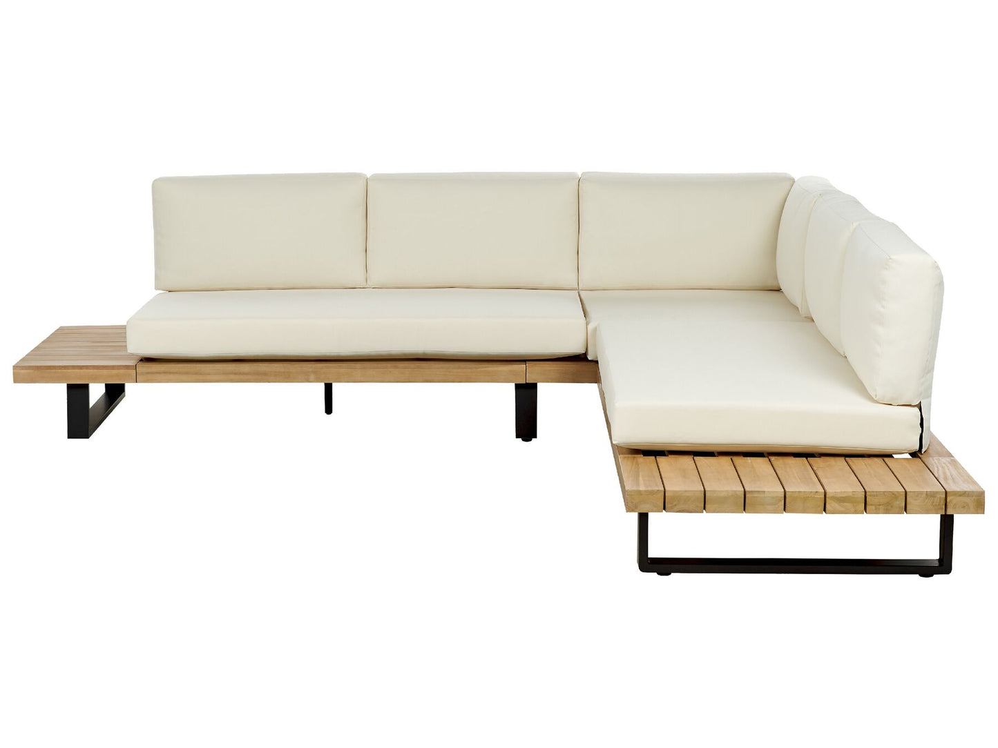 Garden Corner Sofa with Table 5 Seater MYKONOS Right Hand Certified Acacia Wood Off-White