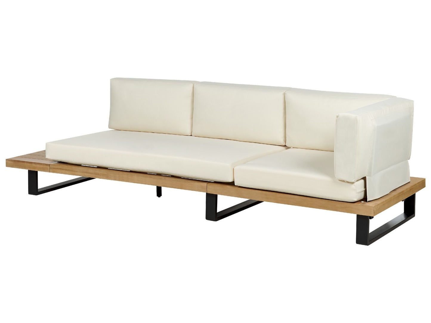 Garden Corner Sofa with Table 5 Seater MYKONOS Right Hand Certified Acacia Wood Off-White