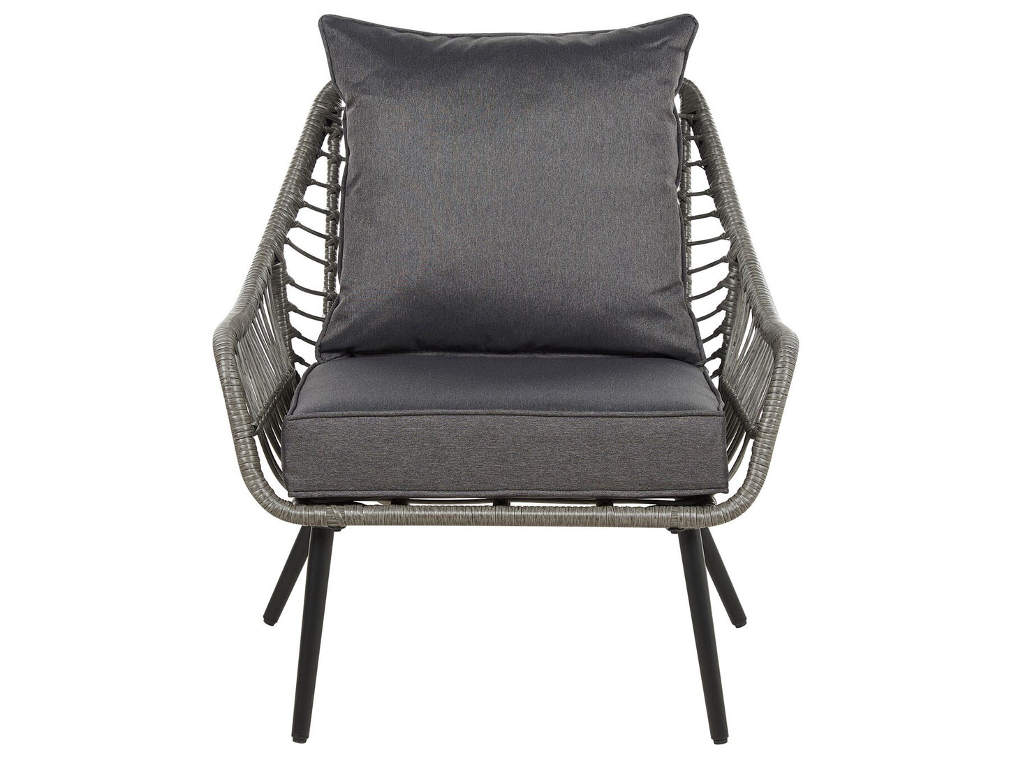 Bistro Set with Cushions LAURETO PE Rattan Grey