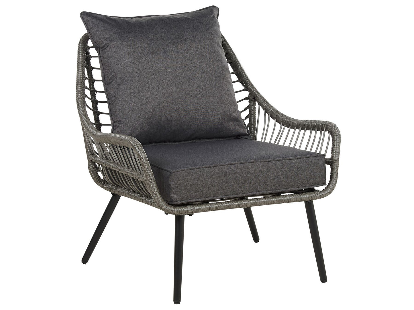 Bistro Set with Cushions LAURETO PE Rattan Grey