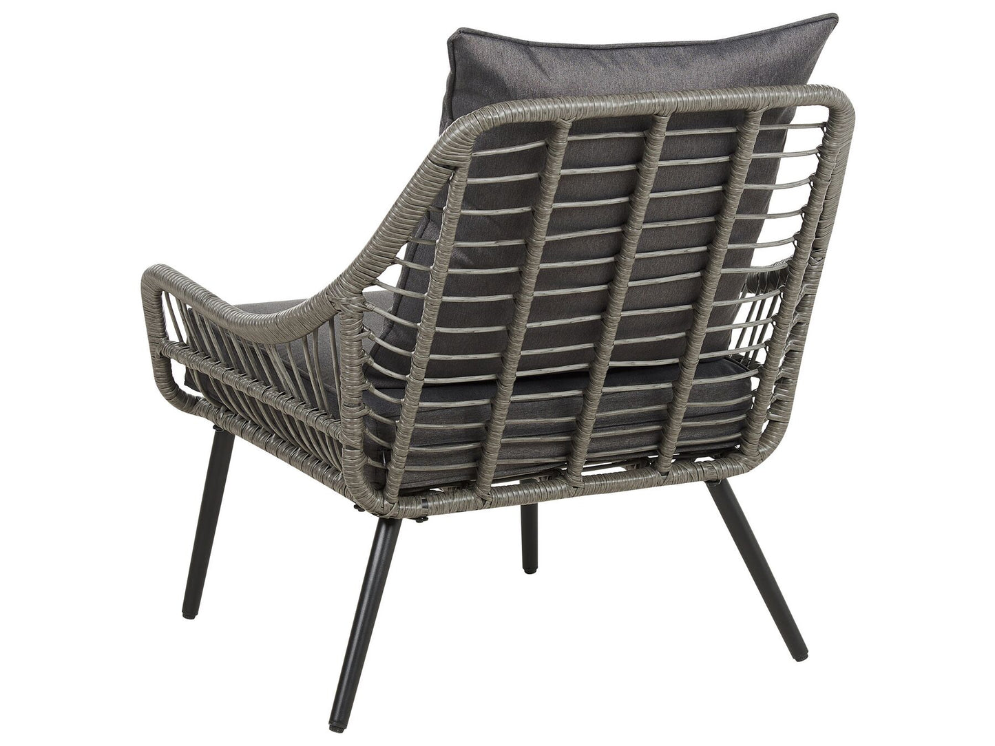 Bistro Set with Cushions LAURETO PE Rattan Grey