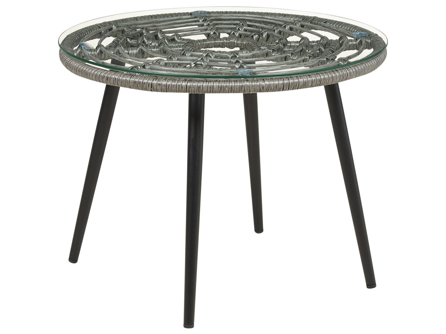 Bistro Set with Cushions LAURETO PE Rattan Grey