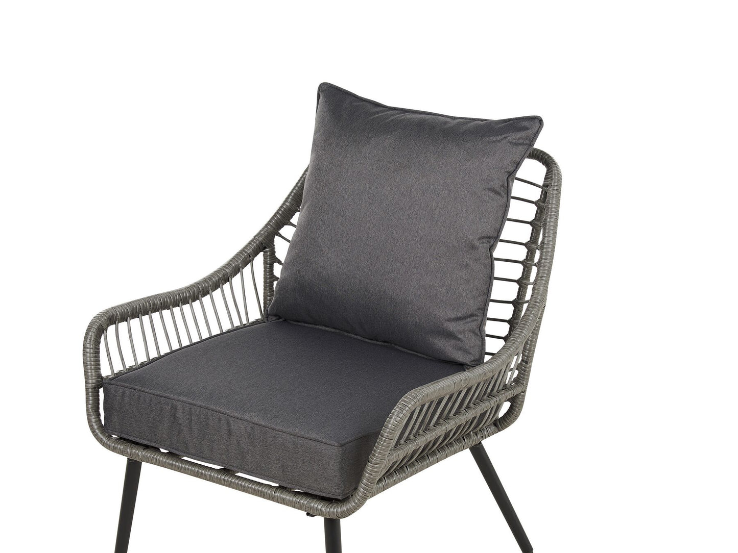 Bistro Set with Cushions LAURETO PE Rattan Grey