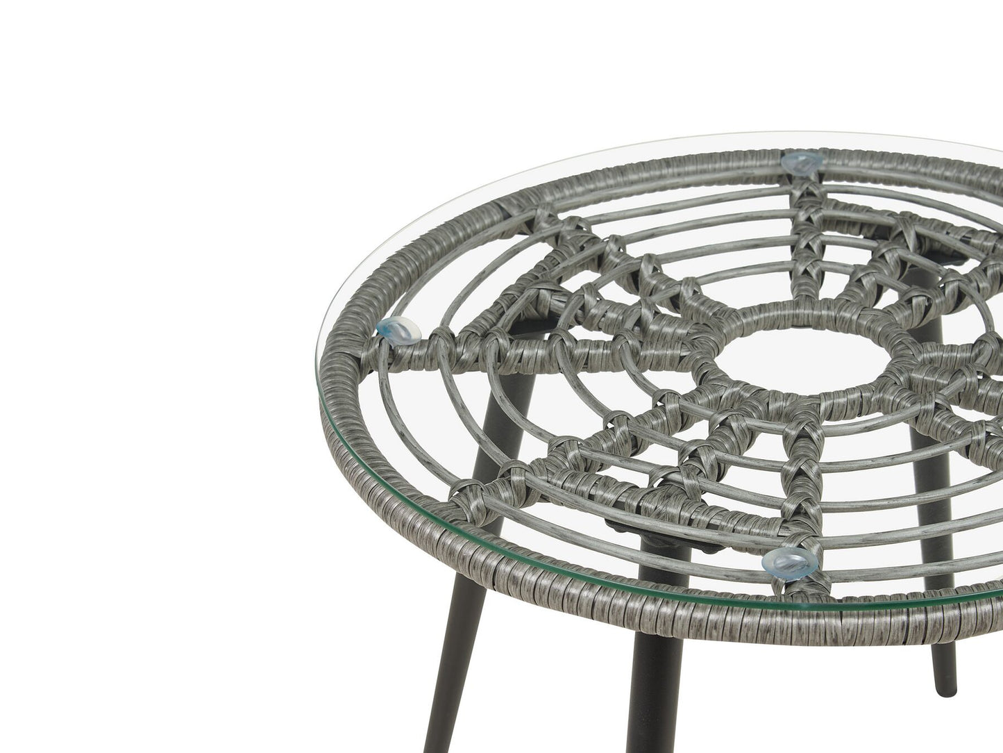 Bistro Set with Cushions LAURETO PE Rattan Grey