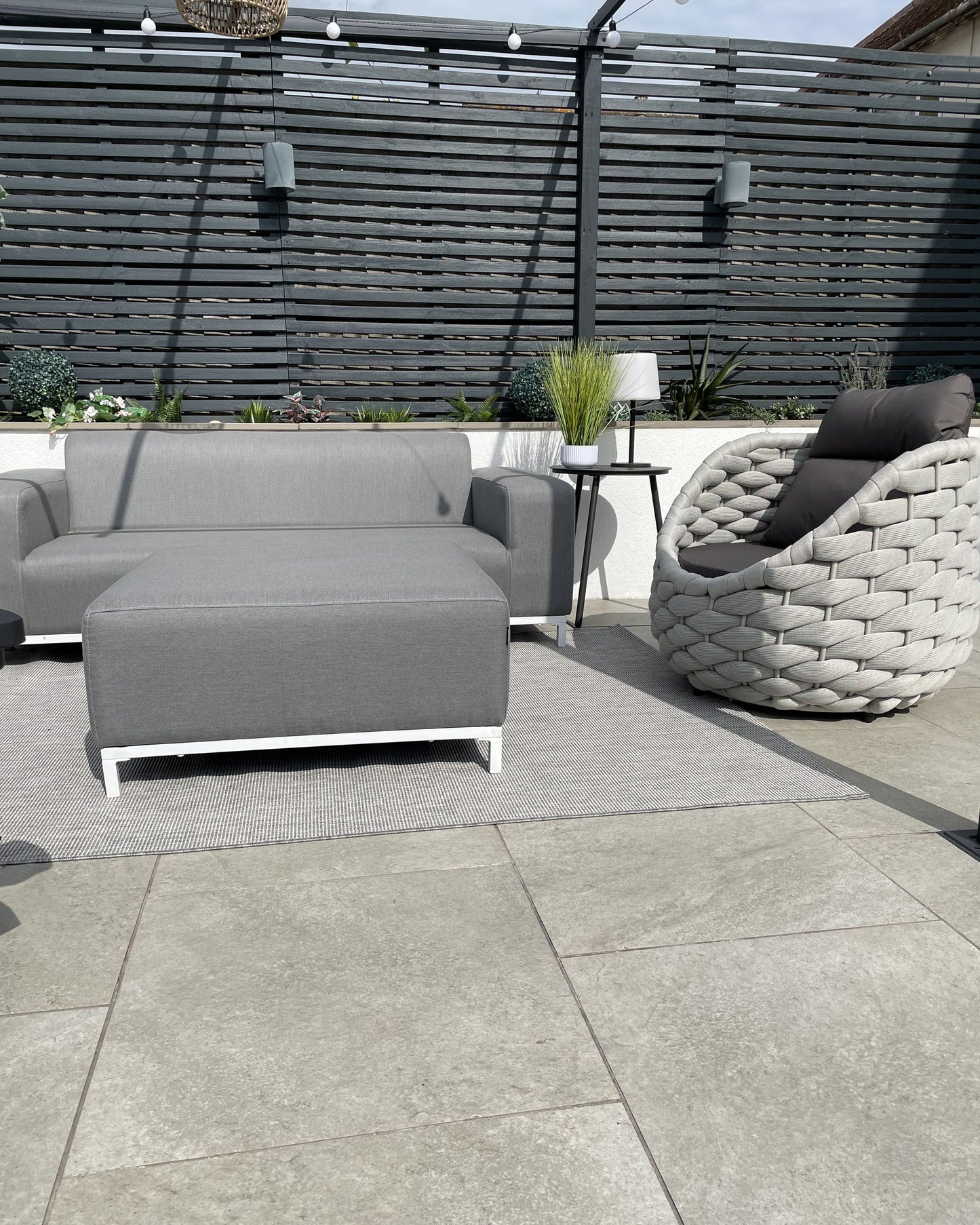 Garden Sofa Grey with White ROVIGO