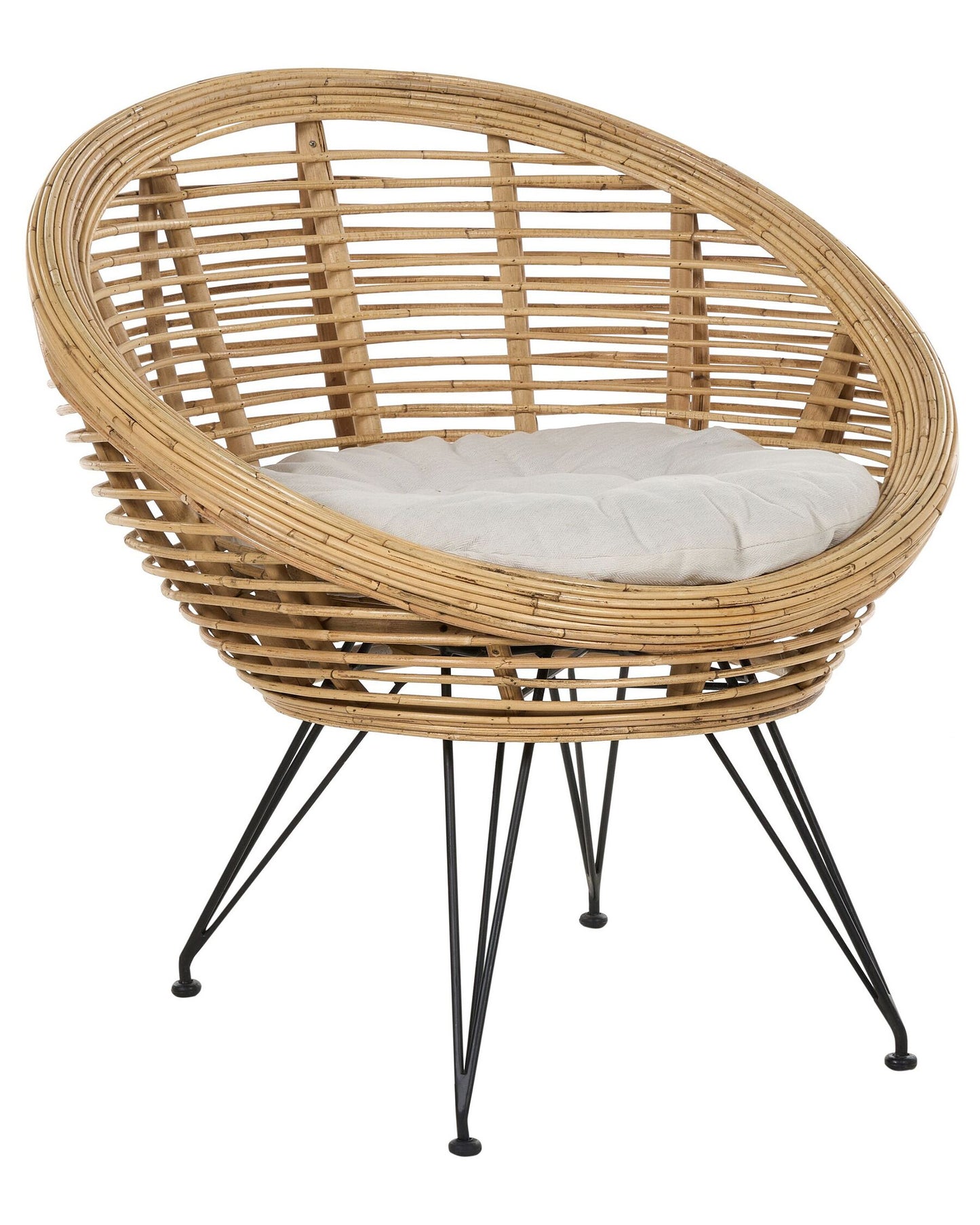 Set of 2 Garden Chairs with Cushions MARATEA Rattan Natural